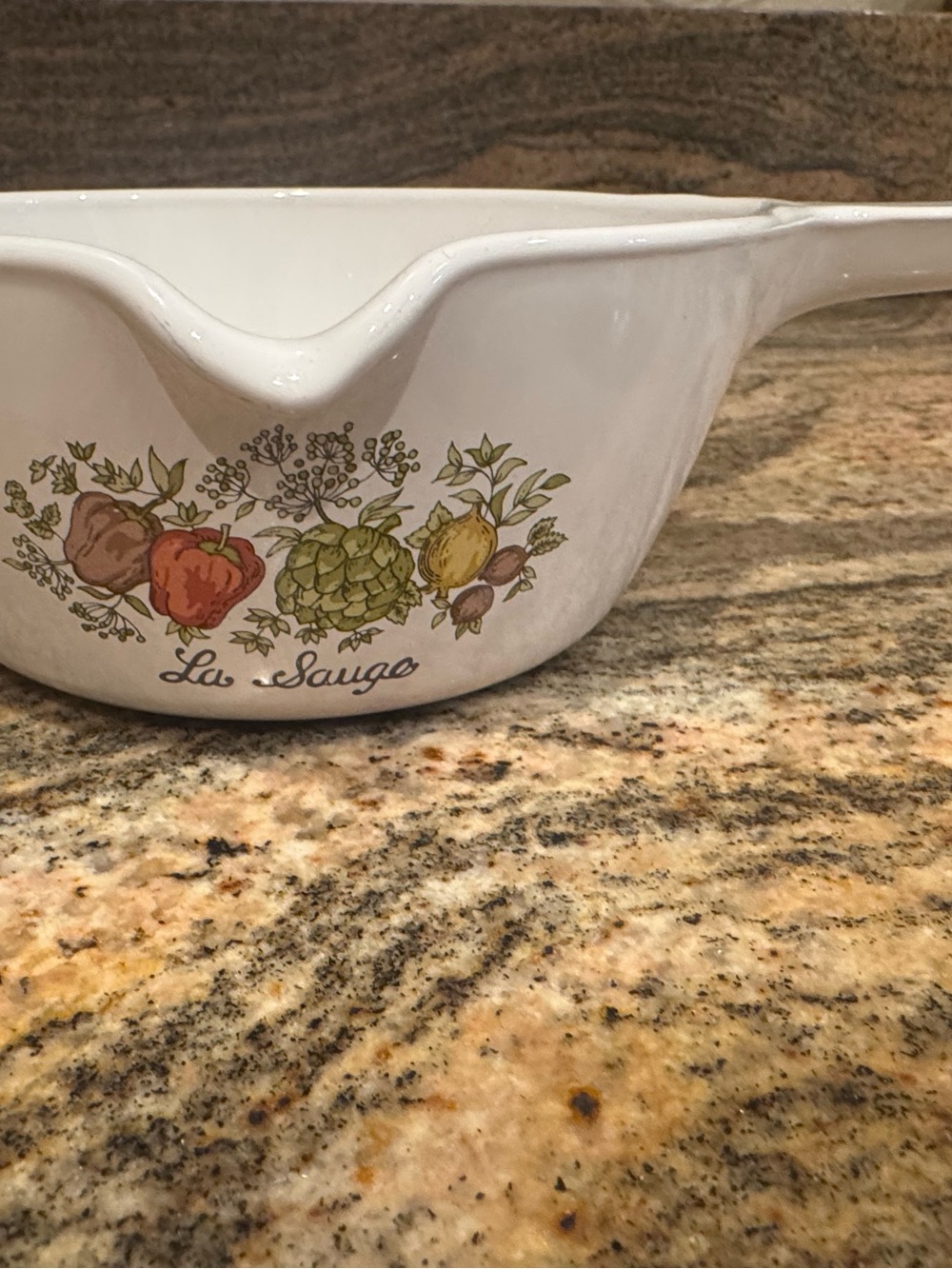 Corningware White Sauce Pourer with Fruit & Herb Design